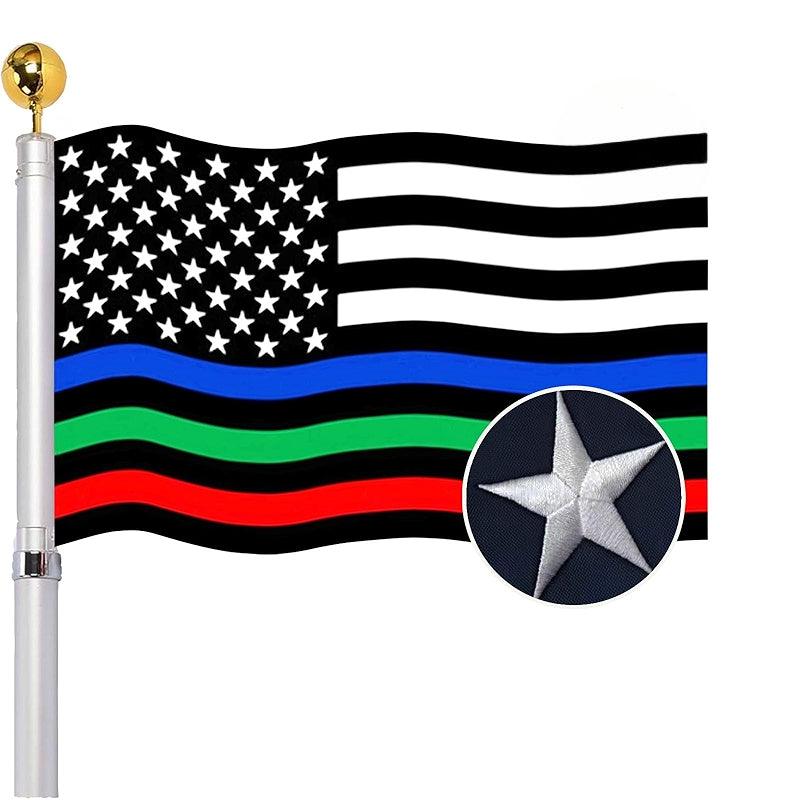 Embroidered Thin Line Flag – Heavy Duty Nylon for Outdoor Display-Globe Flags