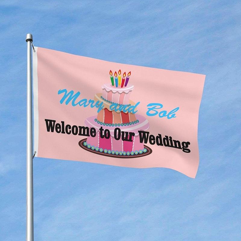 Double Sided Printed Flag - front view on white background