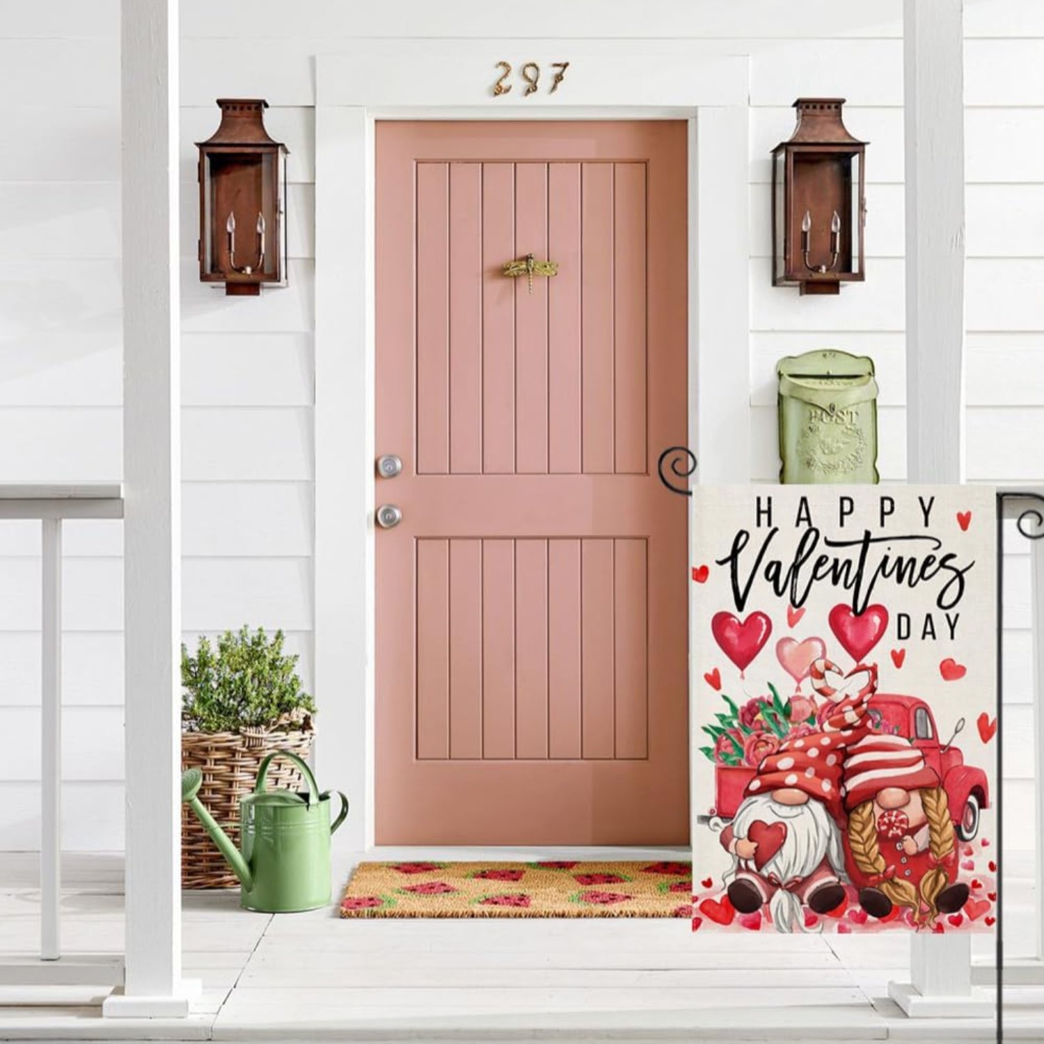 Happy Valentines Day Patterned Flag - folded product showing packaging