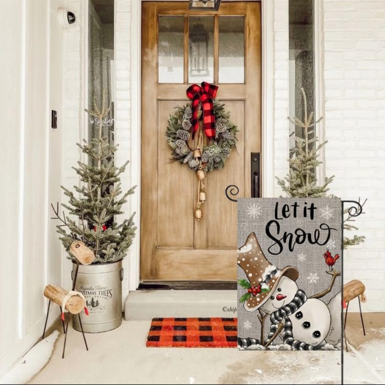 Decorative Christmas Snowman Printed Garden Flag-Globe Flags