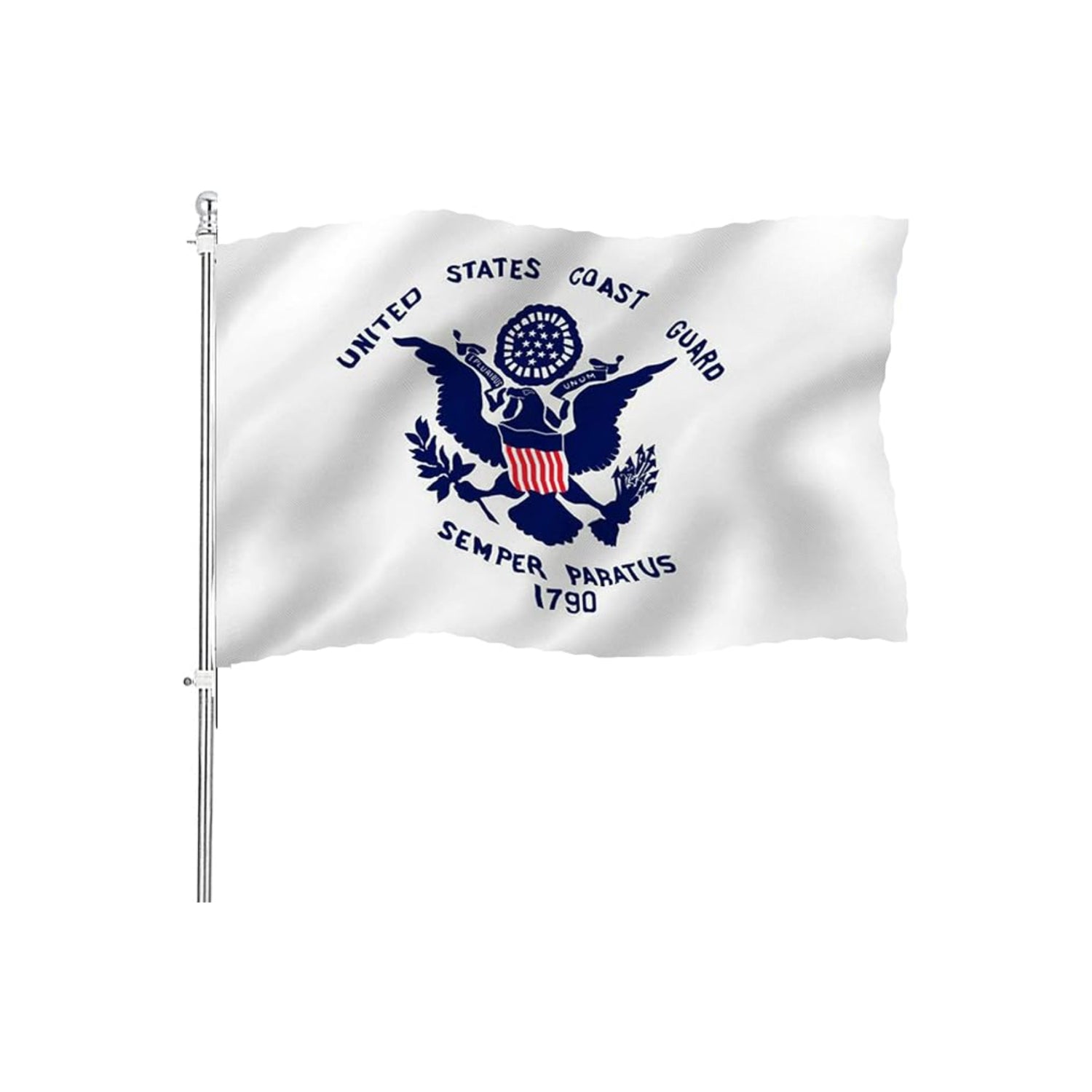 United States Coast Guard Flag With Brass Grommets - front view on white background