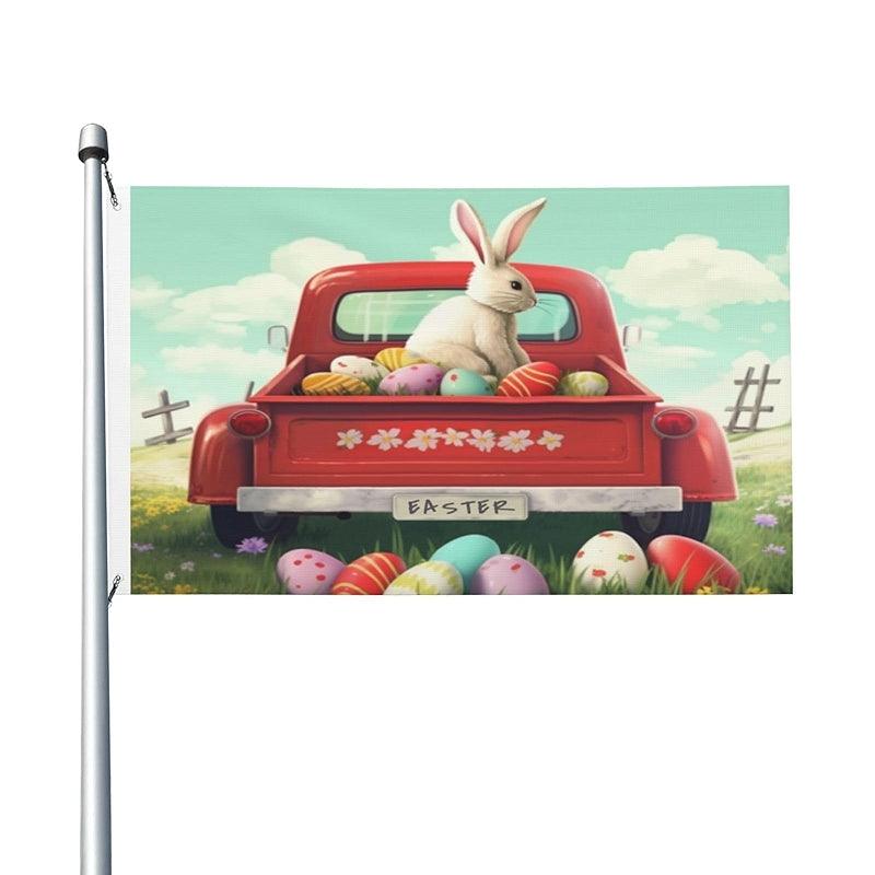 Double Sided Printed Flag flying on outdoor flagpole