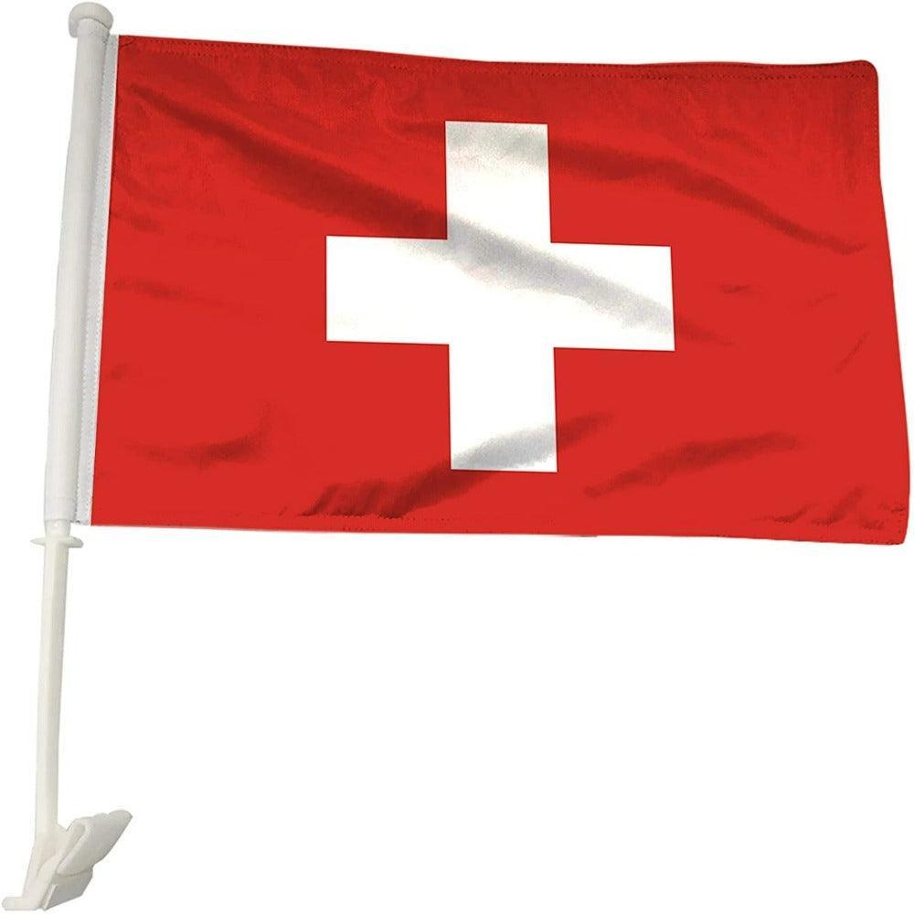 Switzerland Car Window Flag-Globe Flags
