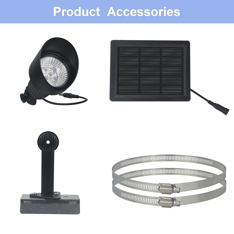 Solar Flag Pole Light With 5 Bright LEDs And Adjustable Clamp