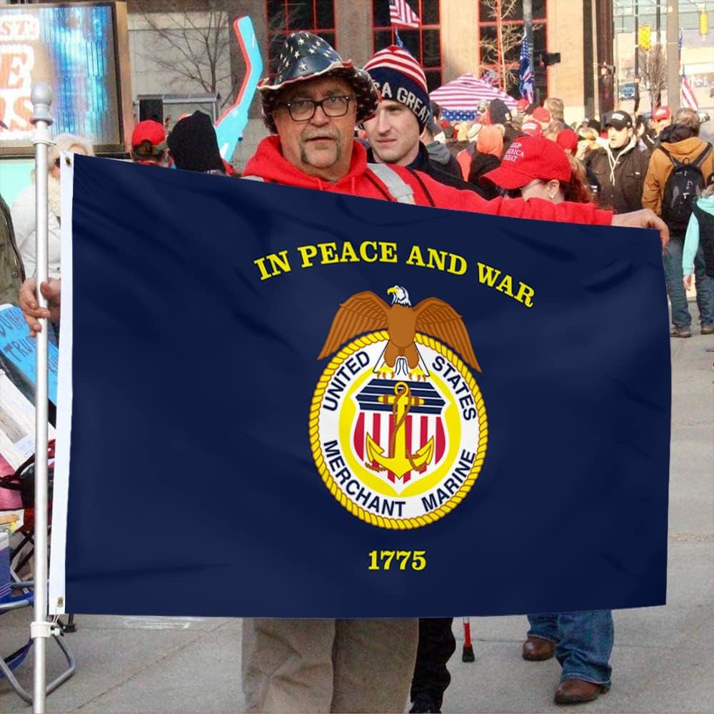 United States Merchant Marine Academy Flag with brass grommet hardware detail