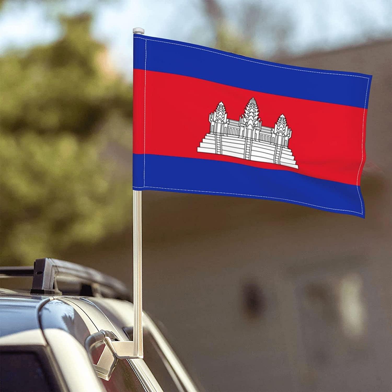 Cambodia Car Window Flag-Globe Flags