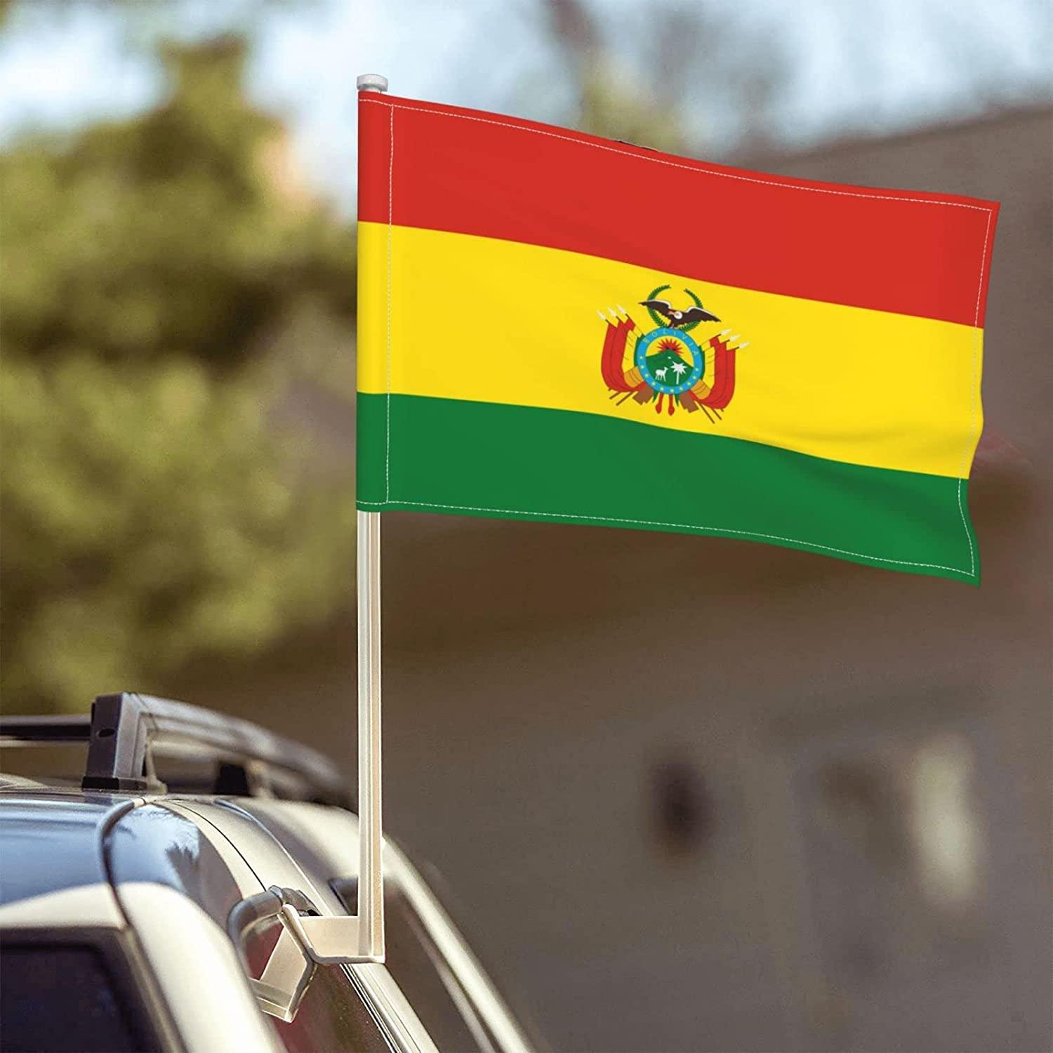 Vibrant Designed Bolivia Car Window Mounted Flag-Globe Flags