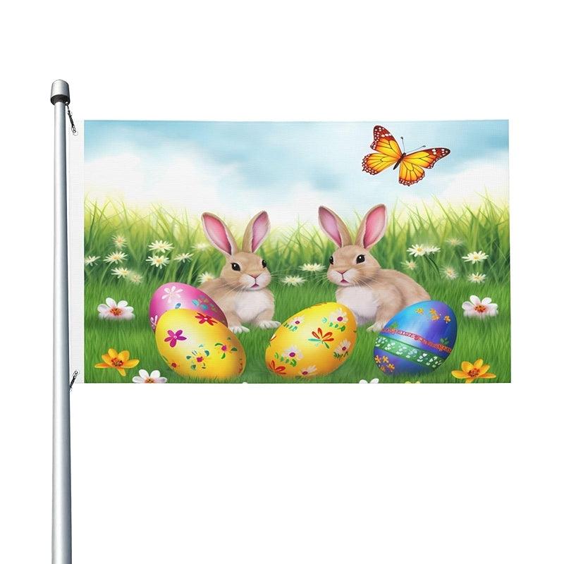 Double Sided Printed Flag displayed indoors on wall mount