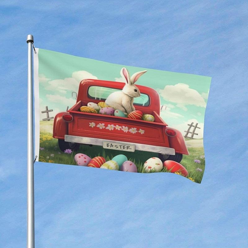 Double Sided Printed Flag displayed indoors on wall mount