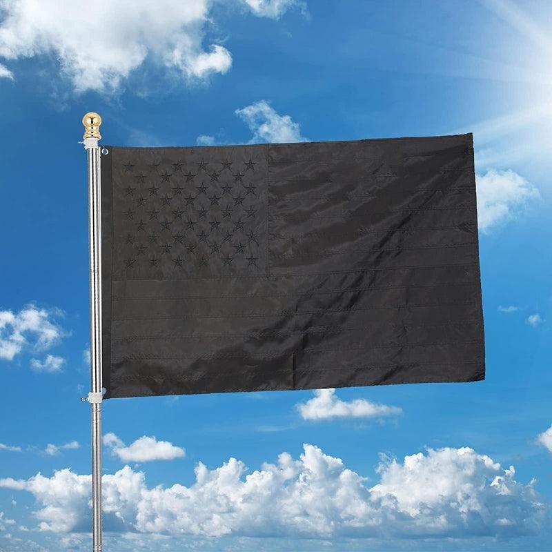 Black American Flag Polyester – Embroidered Stars and Durable Design-Globe Flags