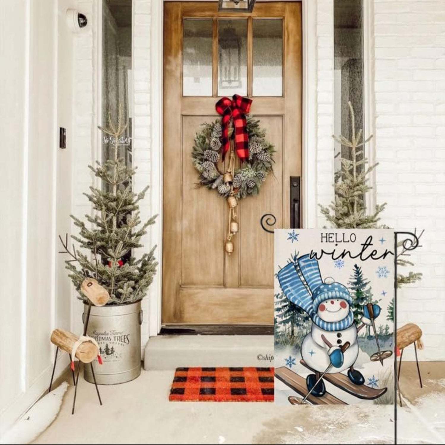 Snowman Printed Garden Flag For Holidays-Globe Flags