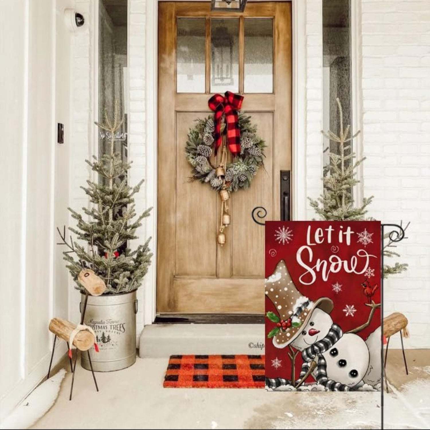 Decorative Christmas Snowman Printed Garden Flag-Globe Flags