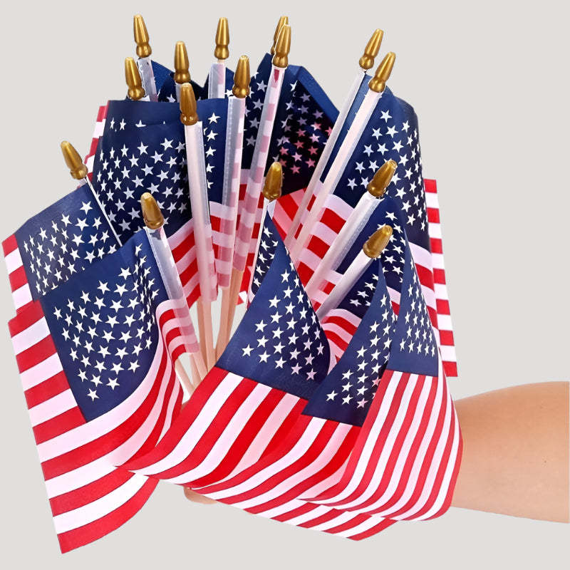 12 Pcs 8x12 Inch American Flags On Stick
