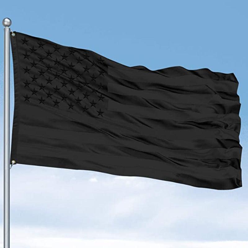 All Black American Flag – Embroidered Stars & Durable Nylon Design-Globe Flags