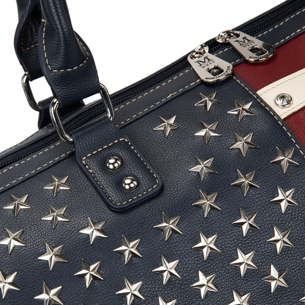 Duffel Flag Studded Weekender Travel Bag For Women