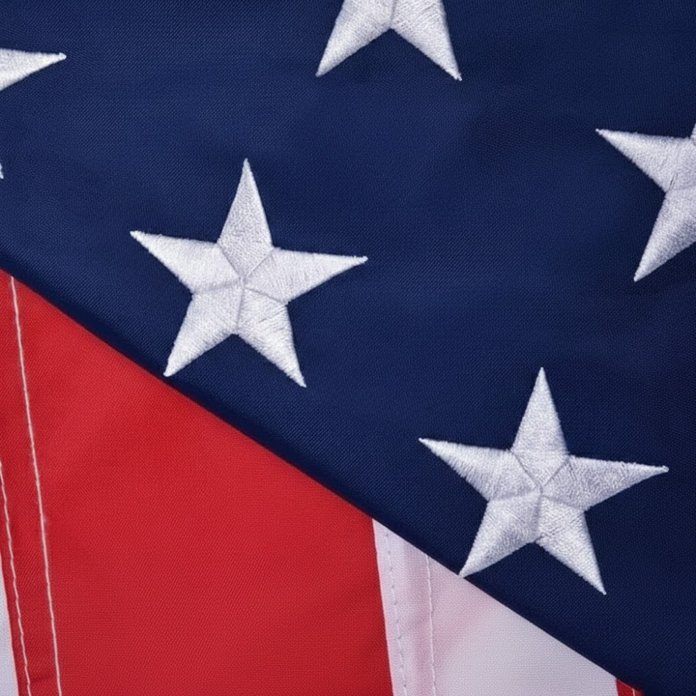 Outdoor American Flag With Embroidered Stars