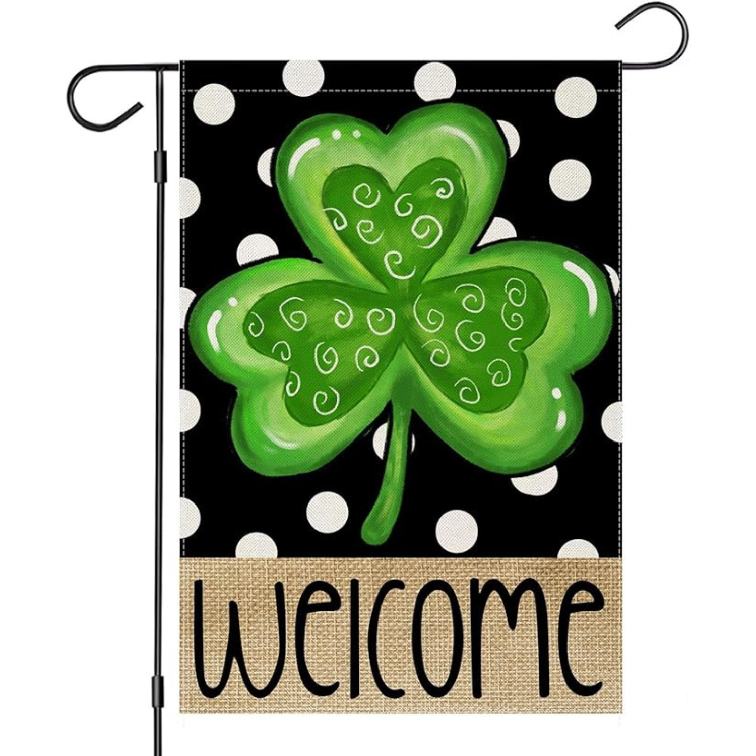 Welcome Shamrocks Garden Flags - product view on white background