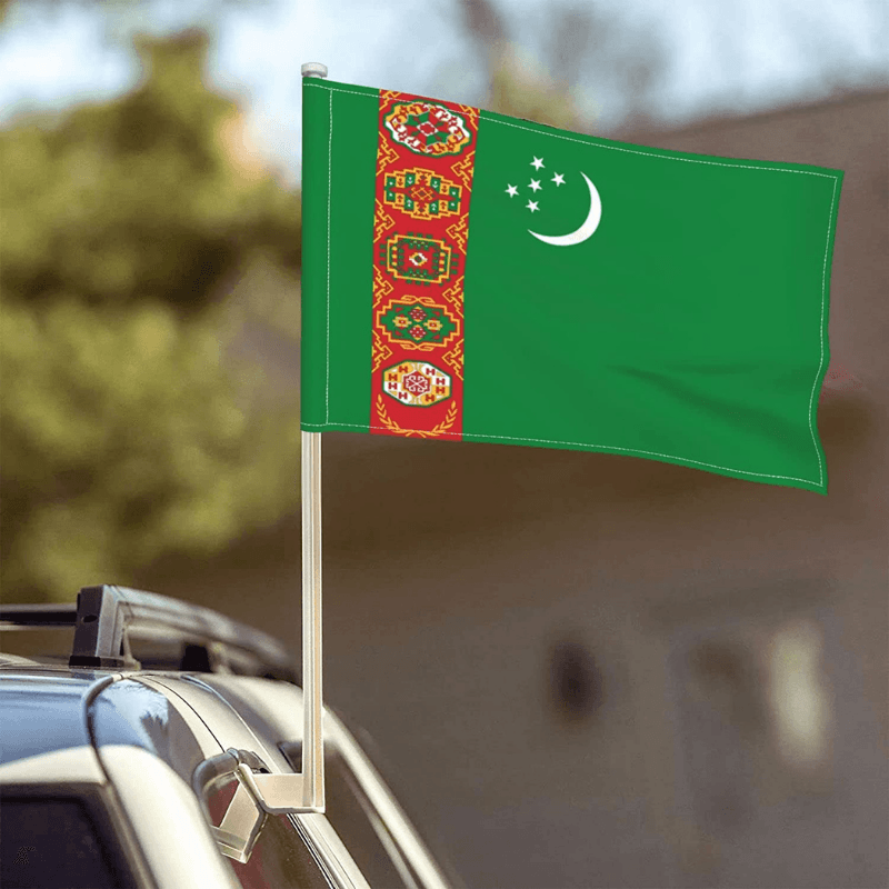 Turkmenistan Flag Car Mount Accessory For Vehicles-Globe Flags