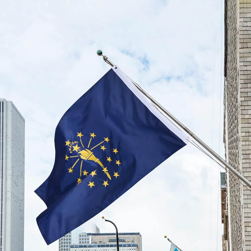 Indiana State Flag Embroidered Nylon With Brass Grommets-Globe Flags