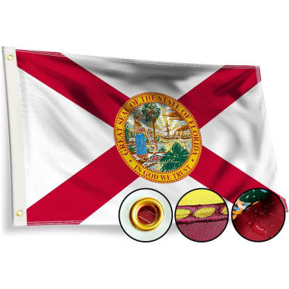 Florida State Flag With Embroidered Seal-Globe Flags