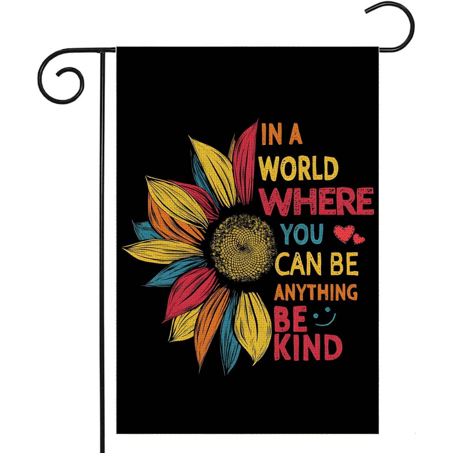Rainbow Sunflower Garden Flag With Uplifting Design-Globe Flags
