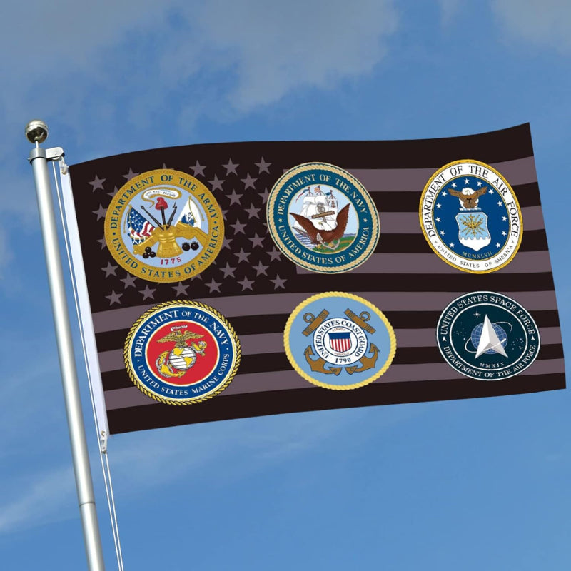 Armed Forces Tribute Flag With Official Military Seals-Globe Flags