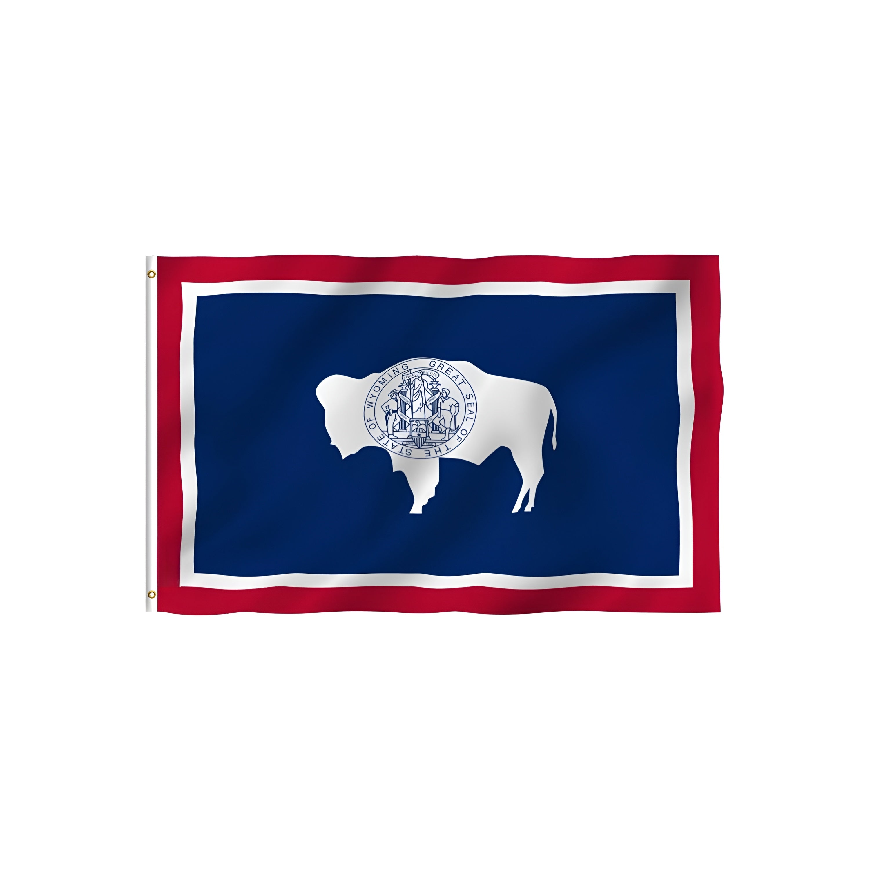 Wyoming State Flag With Secure Grommets - front view on white background