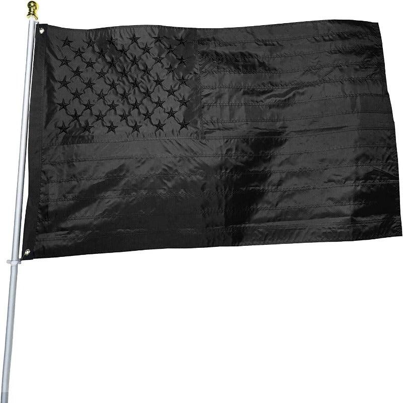 All Black American Flag – Embroidered Stars & Durable Nylon Design-Globe Flags