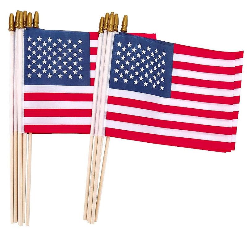 12 Inch American Flags – Small and Vibrant Flags for Celebrations with brass grommet hardware detail