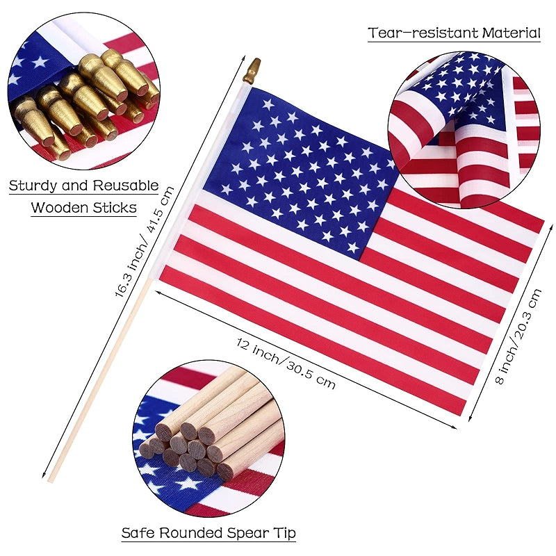 Mini American Flags On Sticks For Celebrations And Decorations