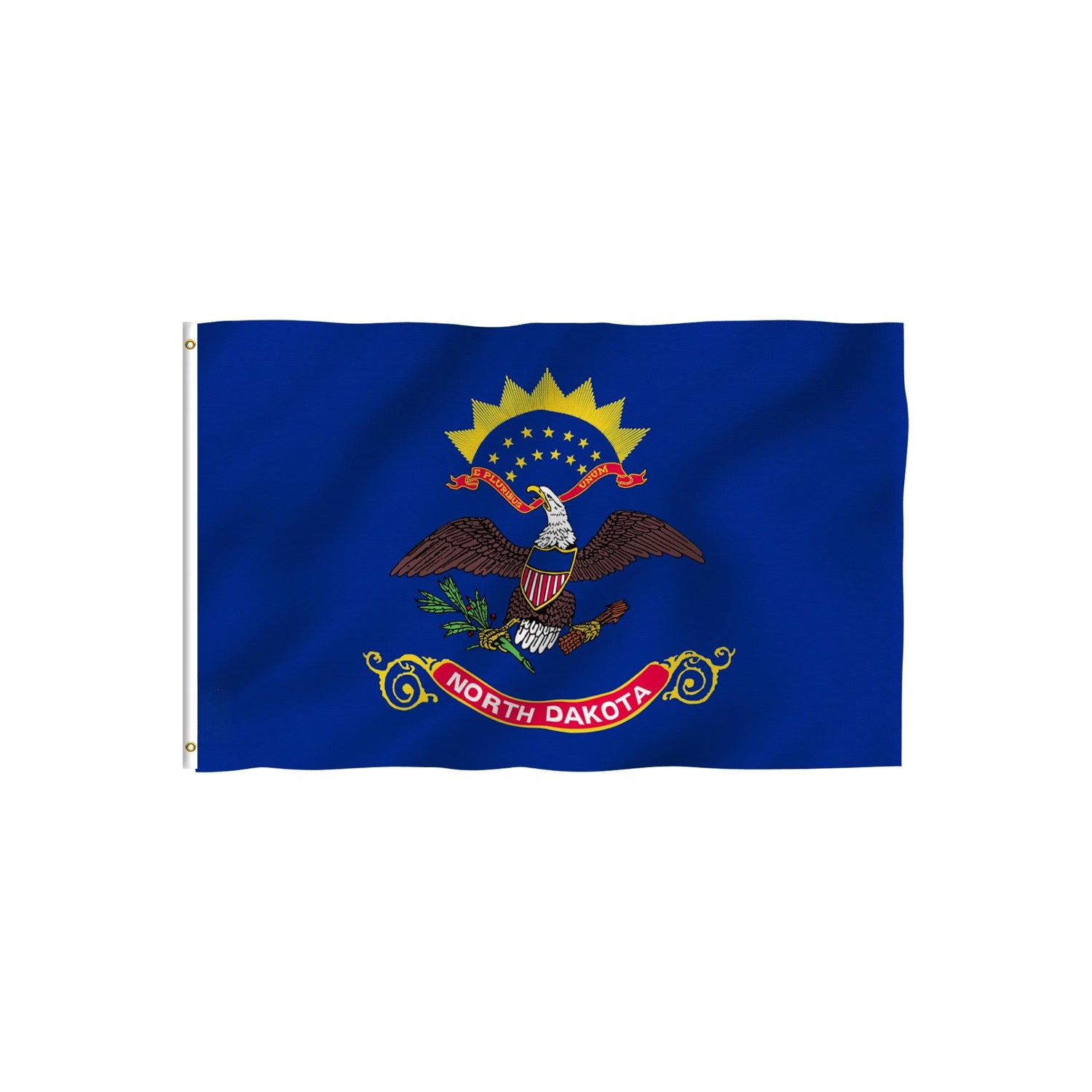 North Dakota State Flag With Brass Grommets-Globe Flags