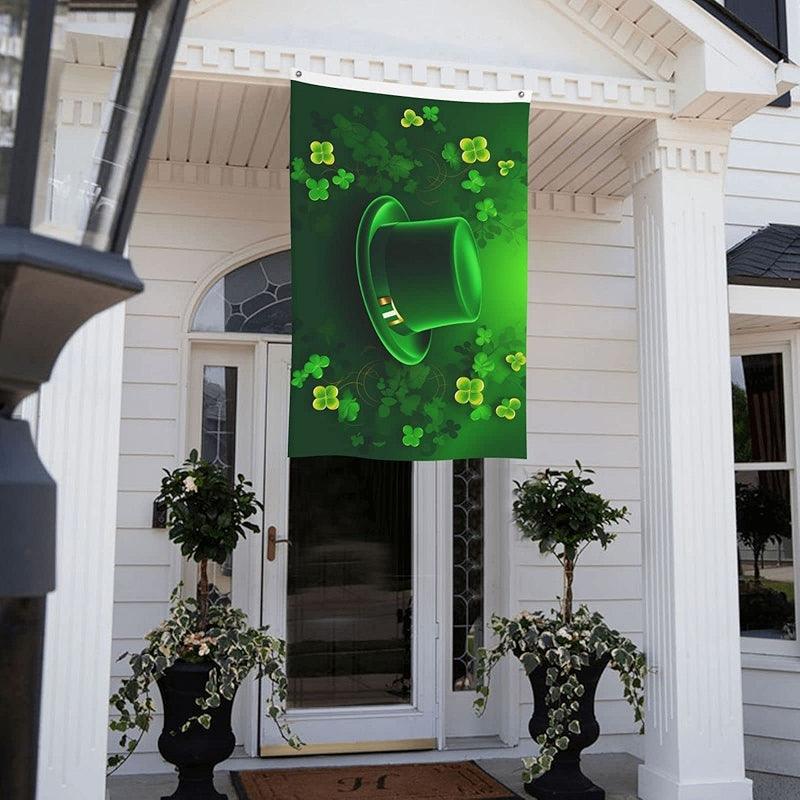 Double Sided Printed Flag displayed indoors on wall mount