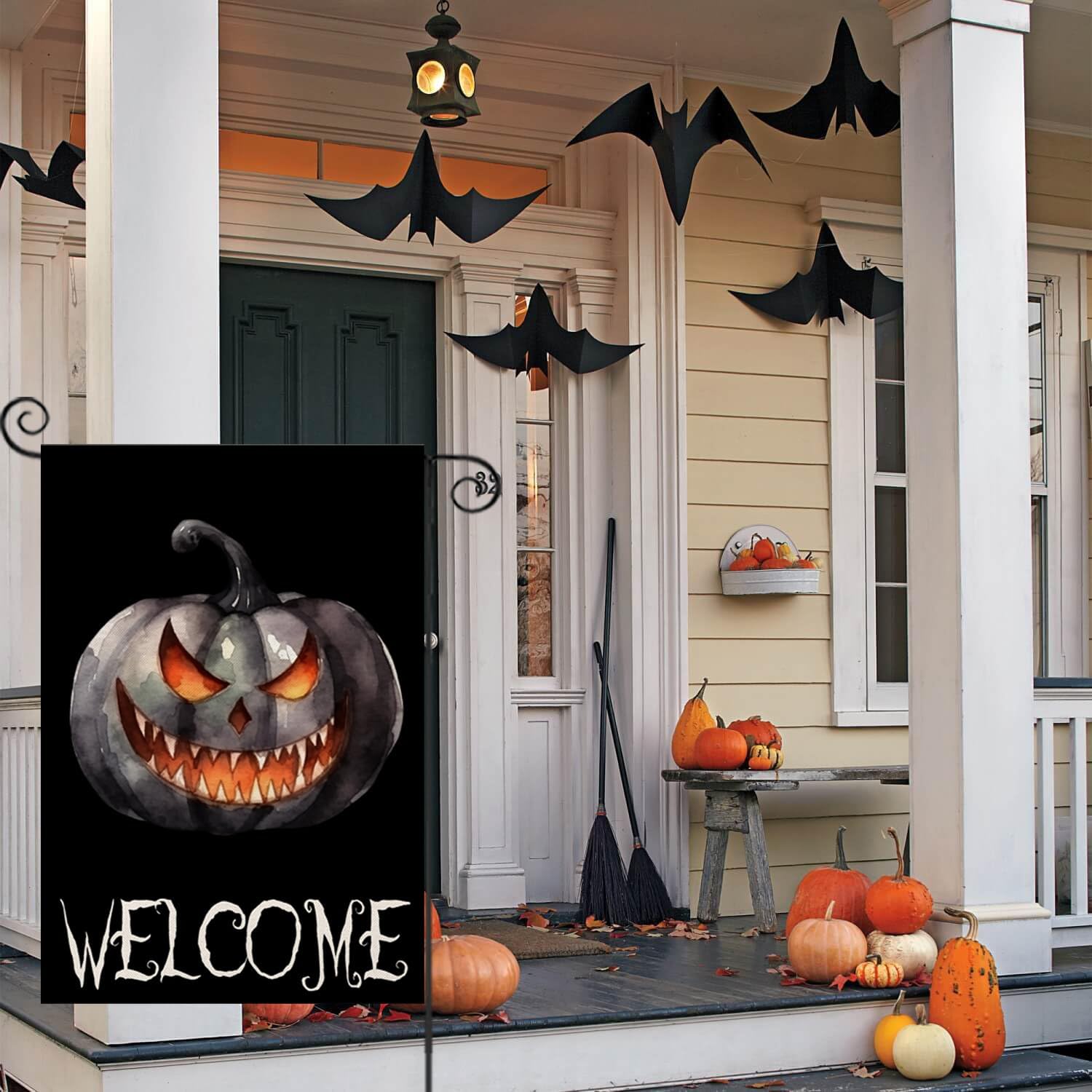 Halloween Pumpkin Printed Garden Flag - folded product showing packaging
