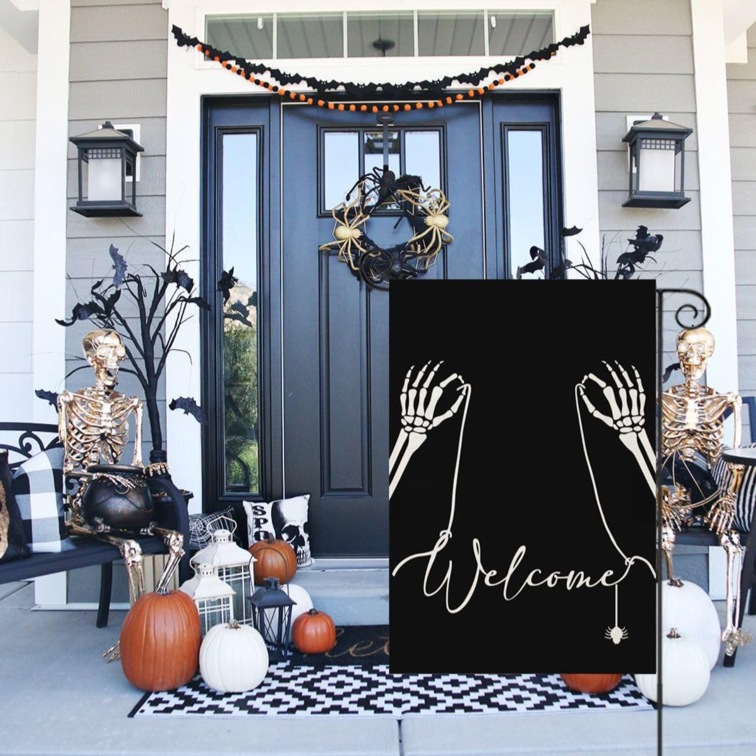 Halloween Themed Welcome Sign Flag-Globe Flags