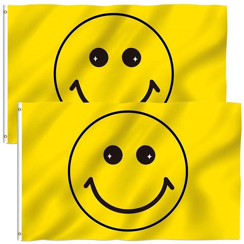 Vibrant Smiley Face Flag – Bright and Durable for Outdoor Display - front view on white background