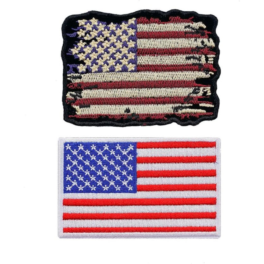Classic And Vintage Styles Embroidered American Flag - front view on white background