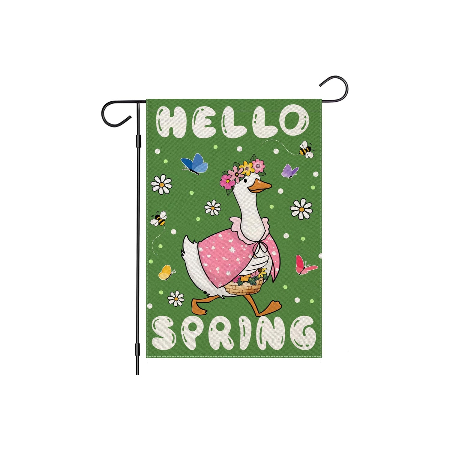 Funny Goose With Flowers Printed Garden Flag-Globe Flags
