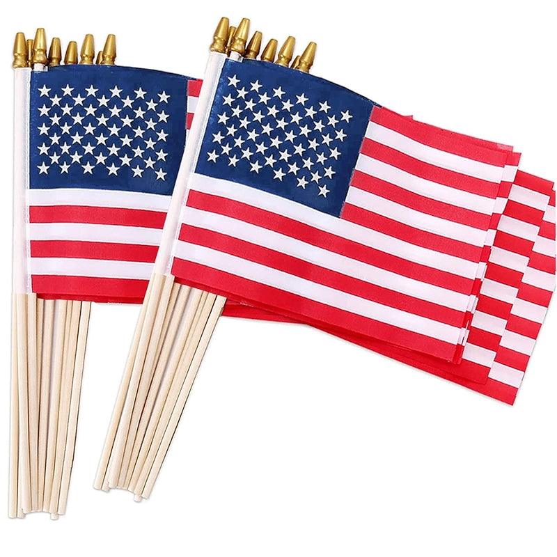 12 Inch American Flags – Small and Vibrant Flags for Celebrations displayed indoors on wall mount