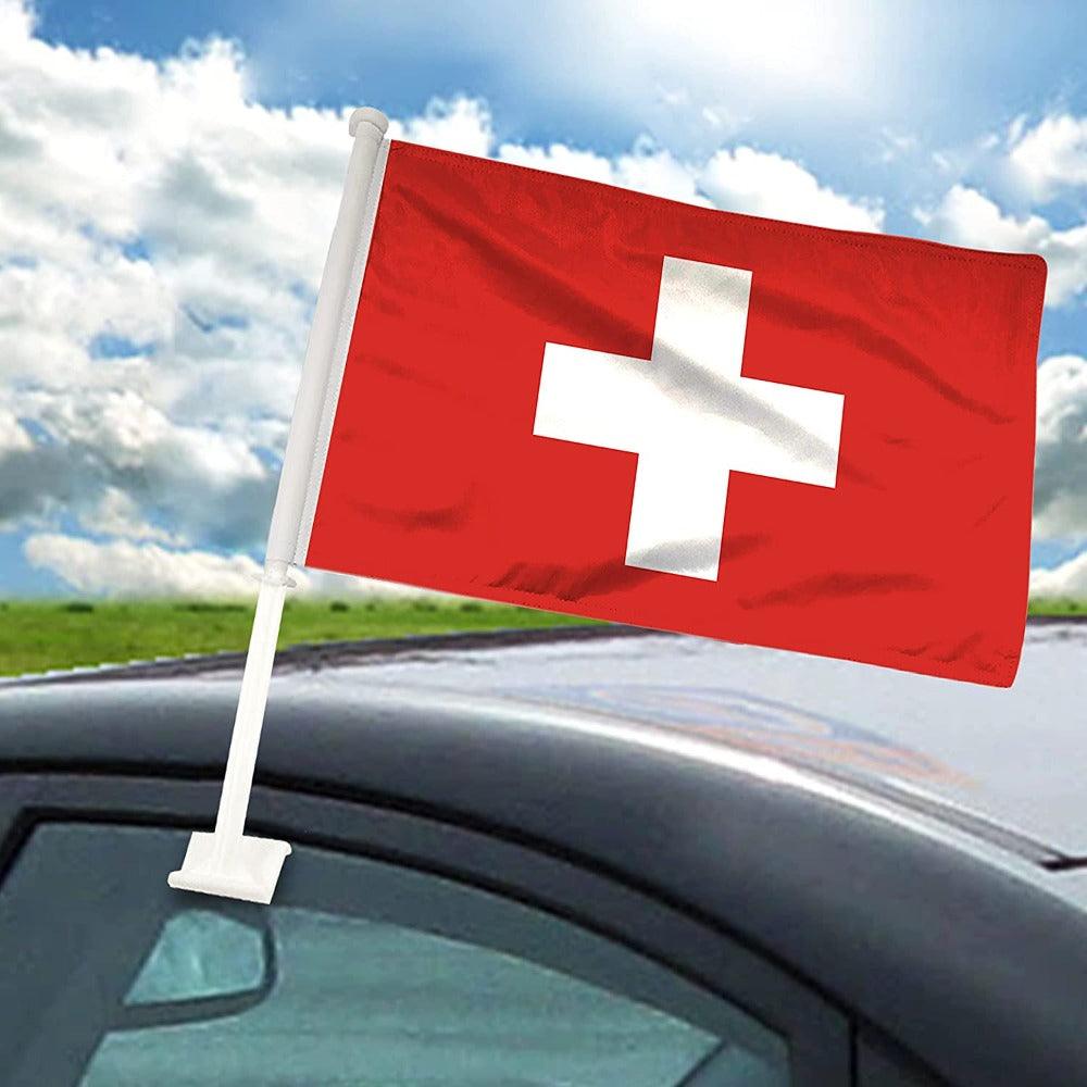 Switzerland Car Window Flag-Globe Flags
