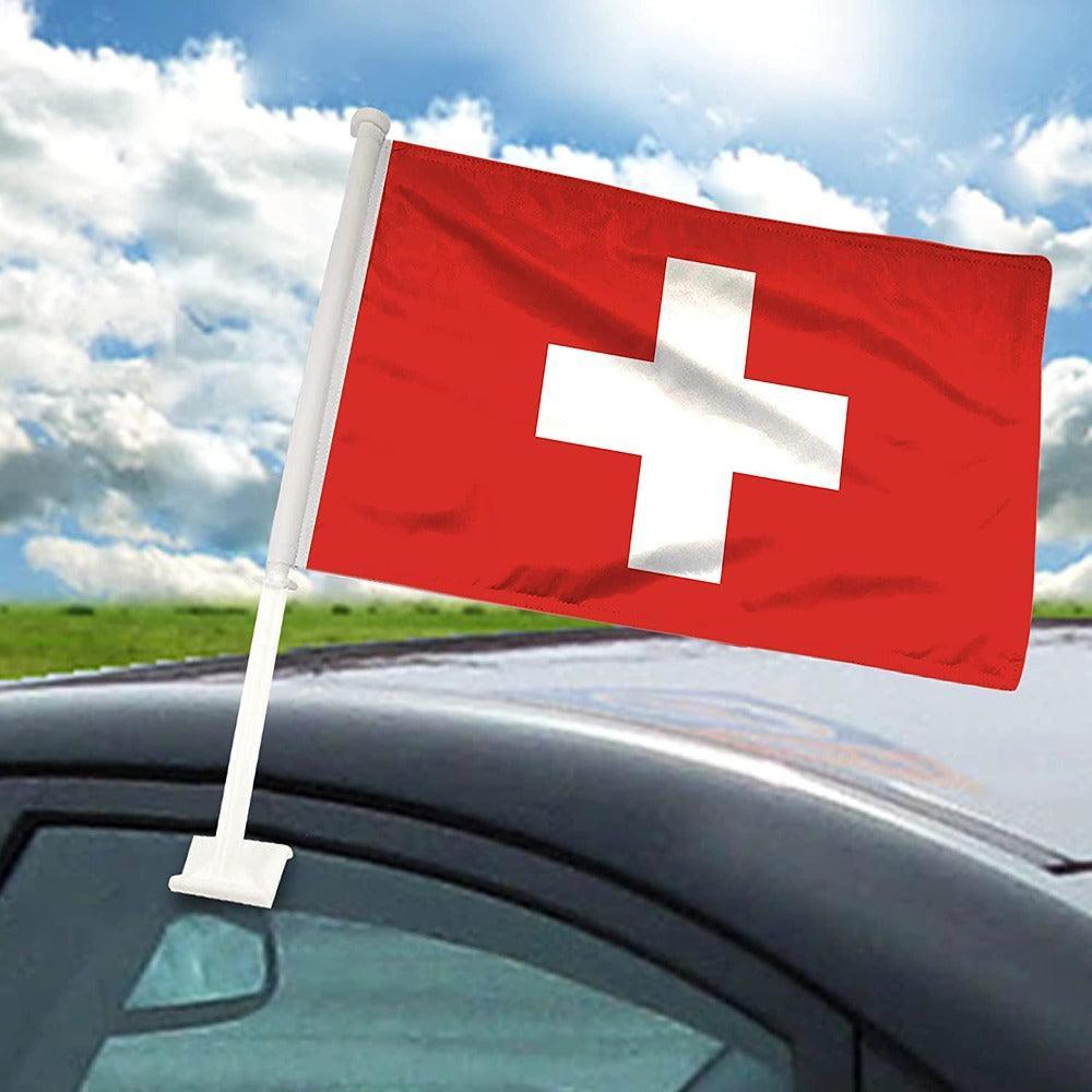 Switzerland Car Window Flag-Globe Flags
