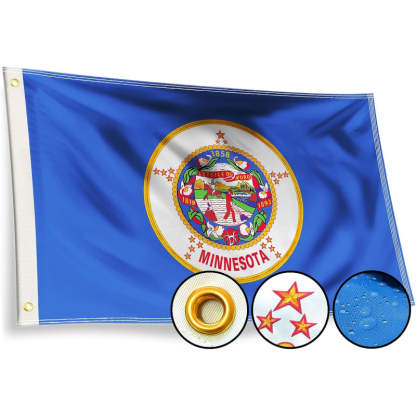 Minnesota State Flag With Embroidered Design-Globe Flags