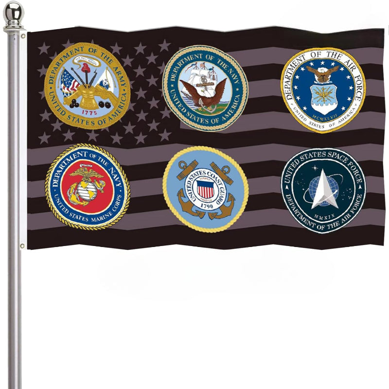 Armed Forces Tribute Flag With Official Military Seals-Globe Flags