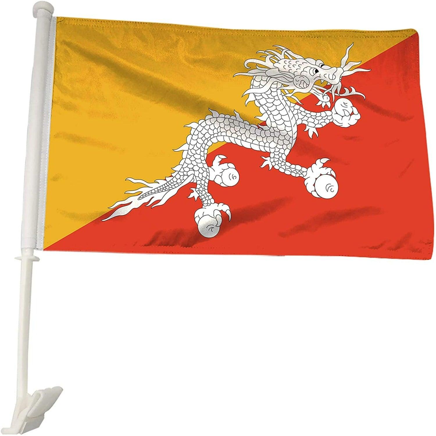 Designed Bhutan Car Window Mounted Flag For Car-Globe Flags