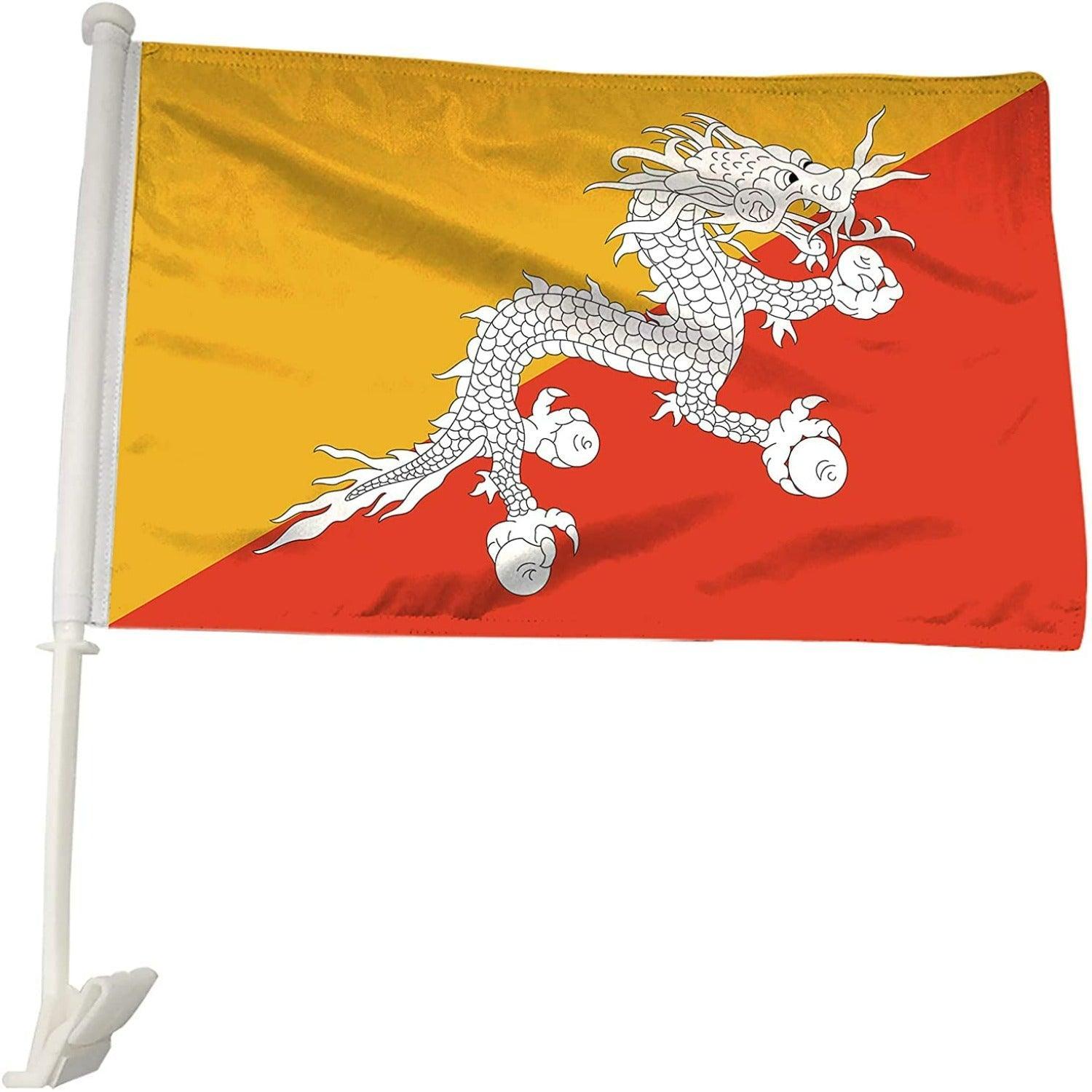 Designed Bhutan Car Window Mounted Flag For Car-Globe Flags