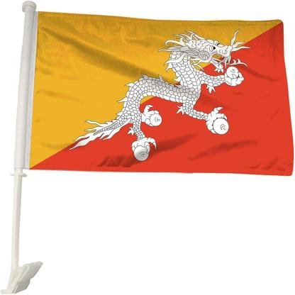 Designed Bhutan Car Window Mounted Flag For Car-Globe Flags