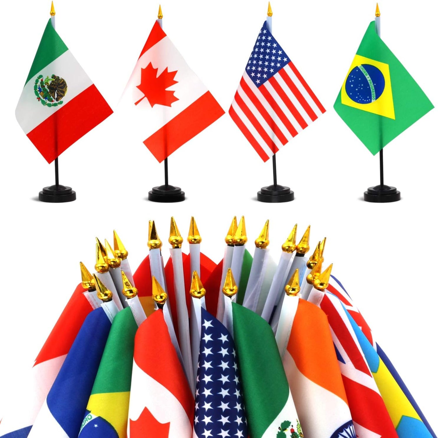 24 Pack International Desk Flags – For Office and Cultural Events flying on outdoor flagpole