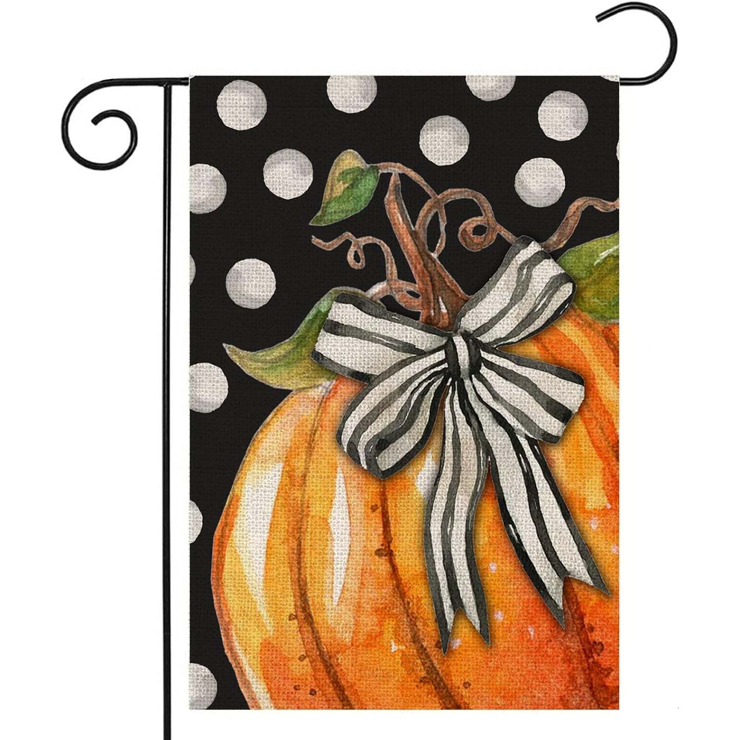 Garden Flag With Pumpkin And Polka Dot Background-Globe Flags