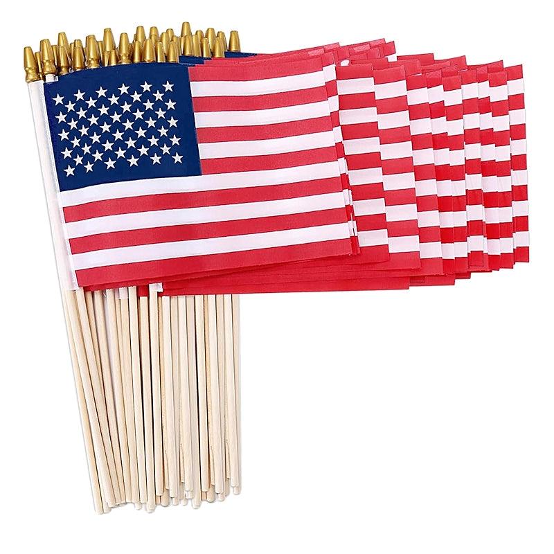 12 Inch American Flags – Small and Vibrant Flags for Celebrations close-up showing fabric texture and vivid colors