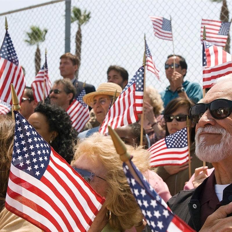 12 Inch American Flags – Small and Vibrant Flags for Celebrations close-up showing fabric texture and vivid colors