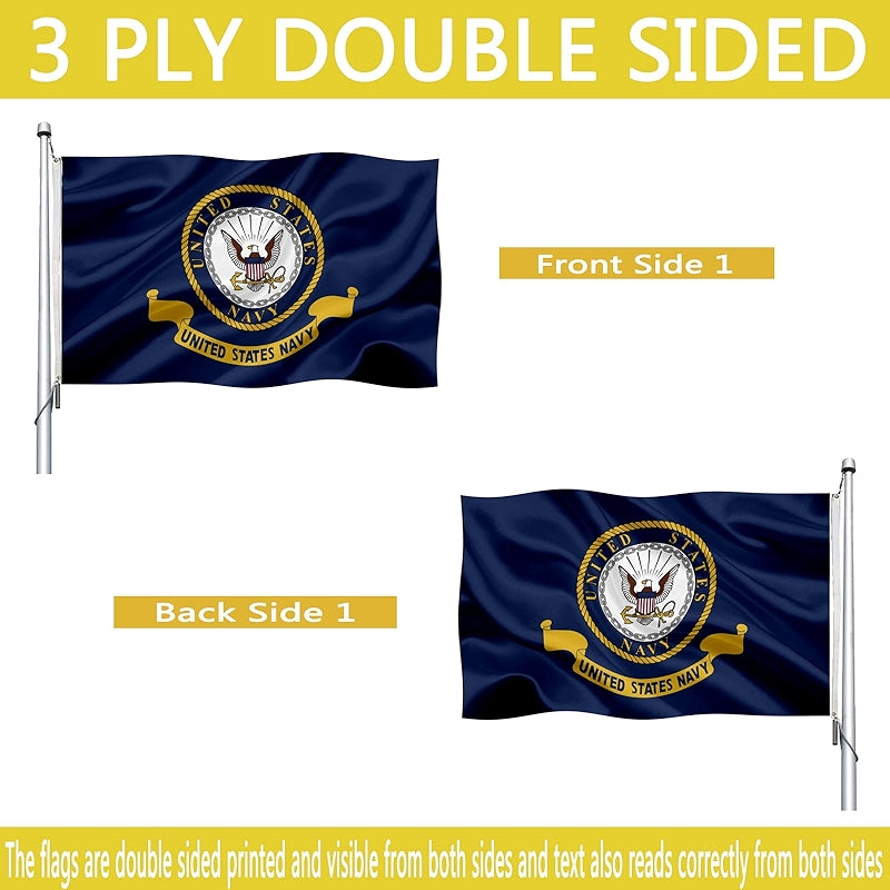 Double Sided Navy Emblem Flag 3x5 Outdoor Heavy Duty